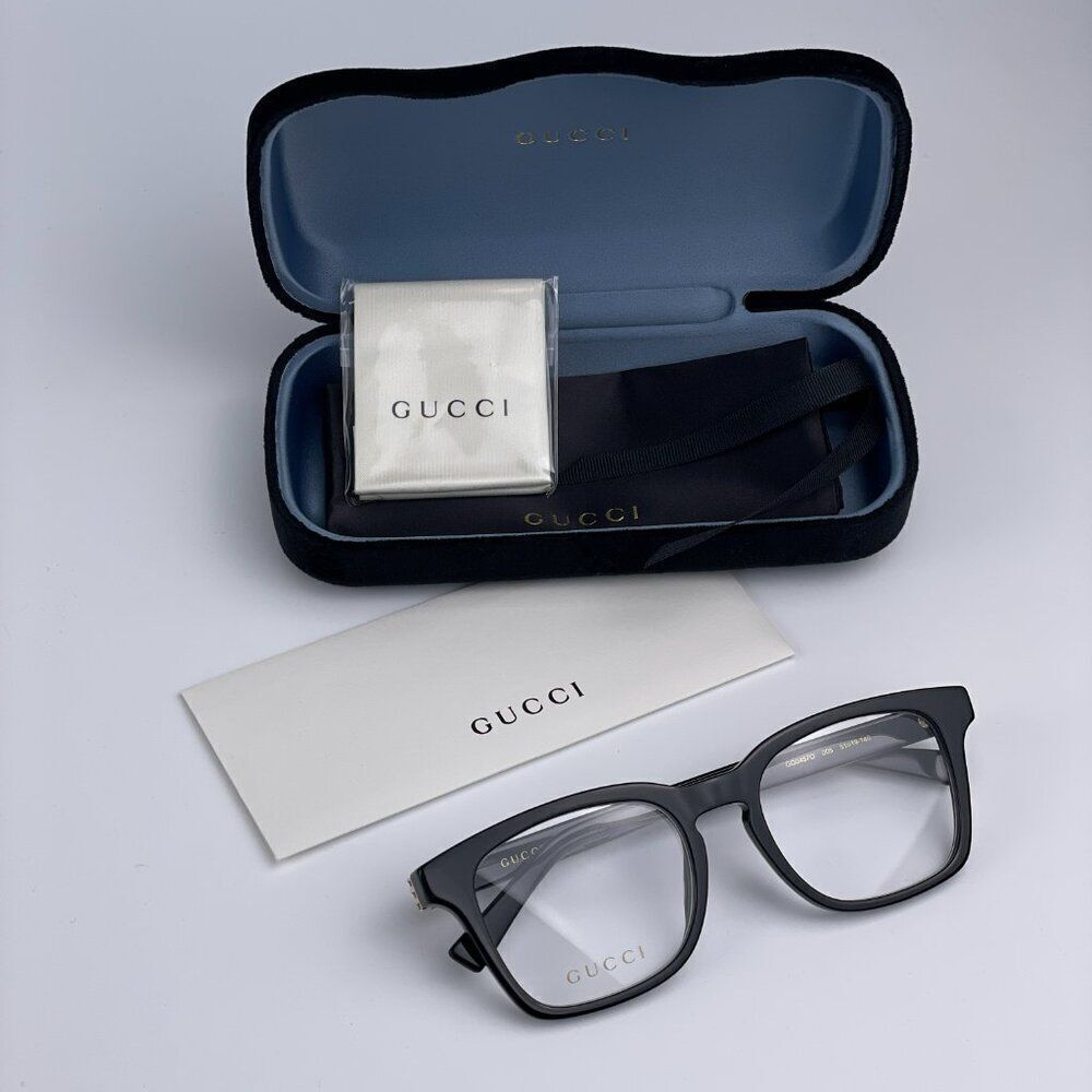 SALE! NEW GUCCI WEB GG0457O 005 Black Gold Square Women Eyeglasses - Picture 8 of 10